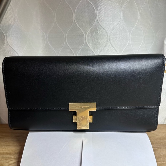 New Tory Burch Juliette Clutch Black Meridian . - Picture 2 of 8